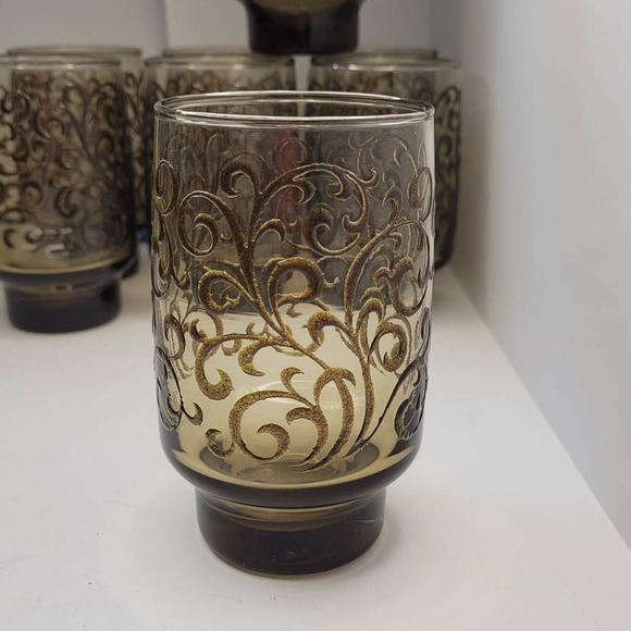 Vintage Libbey 2 A Pair Empire Scroll Prado Highball Stacking Glasses Drinkware - Picture 1 of 6
